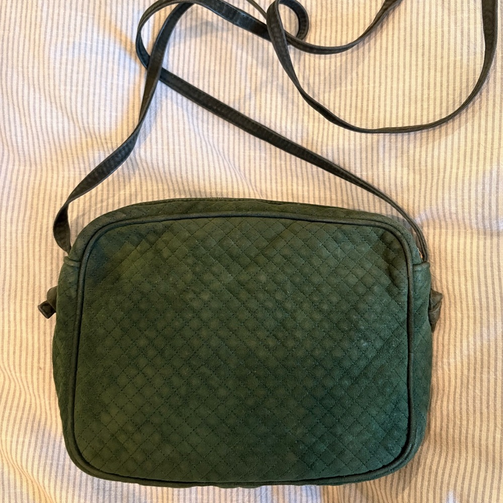 Bottega Veneta Vintage Suede Camera Bag in Dark Green